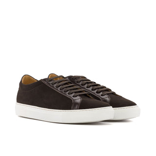 Ambrogio Bespoke Men's Shoes Dark Brown Suede Leather Low Top Sneakers (AMB2523)-AmbrogioShoes