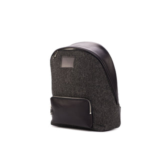 Ambrogio Unisex Black & Gray Fabric / Full Grain / Calf-Skin Leather Back Pack (AMBH1026)-AmbrogioShoes