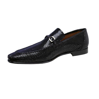 Ambrogio Men's Shoes Black Snake Print Leather Horsebit Loafers (AMZ1015)-AmbrogioShoes