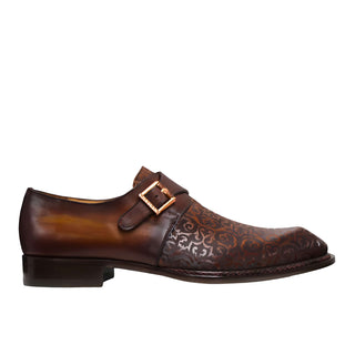 Ambrogio Men's Shoes Cognac Rust Calf-Skin Leather Single Monk-Strap Loafers (AMZ1014)-AmbrogioShoes