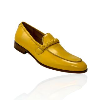 Ambrogio Men's Shoes Yellow Nappa Leather Braided Loafers (AMZ1004)-AmbrogioShoes