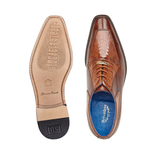 Belvedere Biagio B13 Men's Shoes Peanut Exotic Ostrich / Calf-Skin Leather Split-Toe Oxfords (BV3117)-AmbrogioShoes