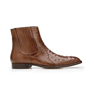 Belvedere Roger R55 Shoes Men's Brown Genuine Ostrich Ankle Zipper Boots (BV3108)-AmbrogioShoes