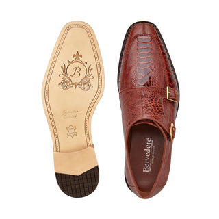 Belvedere Valiente 02442 Men's Shoes Antique Rust Exotic Genuine Ostrich Double Monk-Straps Loafers (BV3150)-AmbrogioShoes