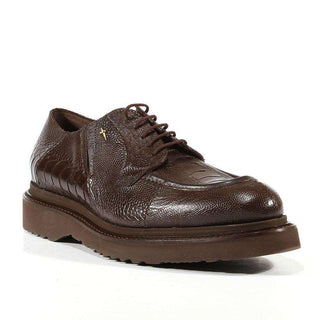 Cesare Paciotti Luxury Italian Mens Shoes Struzzo Fondente Nappa Brown Lizard Oxfords (CPM3040)-AmbrogioShoes