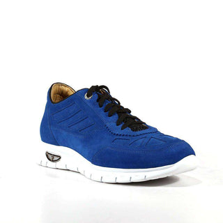 Cesare Paciotti Luxury Italian Mens Shoes Cam Denim Blue / Black Suede Sneakers (CPM3145)-AmbrogioShoes