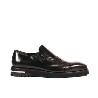 Cesare Paciotti Luxury Italian Mens Shoes Old Paint Black I Leather Loafers (CPM2539)-AmbrogioShoes