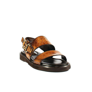 Cesare Paciotti Luxury Italian Mens Shoes Tortora Buckle Logo Leather Sandals (CPM2376)-AmbrogioShoes