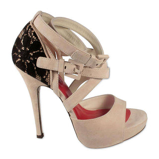 Cesare Paciotti Womens Beige Suede Lace Platform Strap Sandals PB874010T (CPW631)-AmbrogioShoes