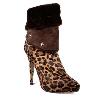 Cesare Paciotti Womens Shoes Exotic Pony Leopard Winter Short Boots (CPW720)-AmbrogioShoes