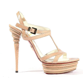 Cesare Paciotti Womens Designer Shoes Peach High-Heel Platforms (CPW564)-AmbrogioShoes