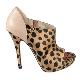 Cesare Paciotti Womens Leopard Satin Peep-Toe Bootsy Boots PB873410Y (CPW624)-AmbrogioShoes