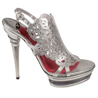 Cesare Paciotti Womens Silver Double Stacked Platform Sandals PB814510 (CPW615)-AmbrogioShoes
