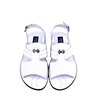 Corrente C0073 5829S Men's Shoes White Ostrich Leather Sole Sandal (CRT1325)-AmbrogioShoes