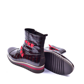 Corrente C0332 5784 Men's Shoes Brown Crocodile Print / Calf-Skin Leather Zipper Boots (CRT1357)-AmbrogioShoes