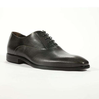 Corvari Designer Mens Shoes Lino 515 Antracite Black Textured Leather Oxfords (COR1002)-AmbrogioShoes