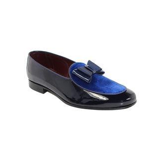 Duca Amalfi Men's Shoes Navy Patent Leather-Velvet, Leather Lining Formal Loafers (D1004)-AmbrogioShoes
