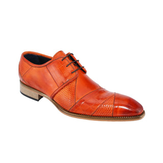 Duca Imperio Men's Shoes Orange Calf-Skin Leather/Calf Print Oxfords (D1030)-AmbrogioShoes