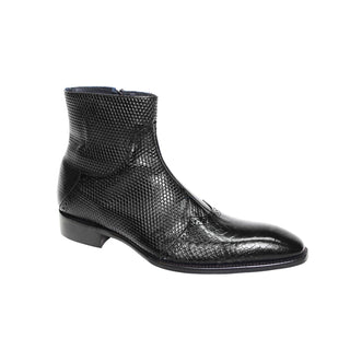 Duca Lavello Men's Shoes Black Calf-Skin Leather/Snake Print Boots (D1033)-AmbrogioShoes