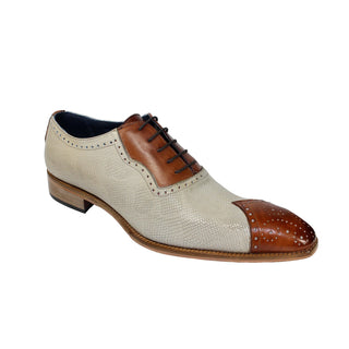 Duca Marino Men's Shoes Brandy/Neutro Calf-Skin Leather/Snake Print Oxfords (D1049)-AmbrogioShoes