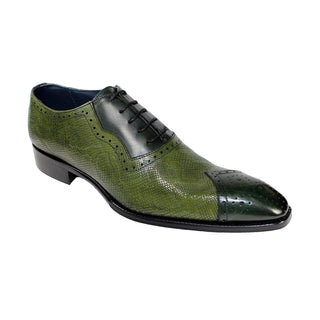 Duca Marino Men's Shoes Green/Olive Calf-Skin Leather/Snake Print Oxfords (D1050)-AmbrogioShoes