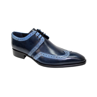 Duca Savona Men's Shoes Navy/Light Blue Calf-Skin Leather Oxfords (D1065)-AmbrogioShoes