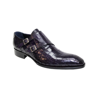Duca Vergarto Men's Shoes Purple Calf-Skin Leather Monkstraps Oxfords (D1099)-AmbrogioShoes