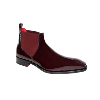 Emilio Franco Leonardo Men's Shoes Burgundy Patent Leather Boots (EF1067)-AmbrogioShoes