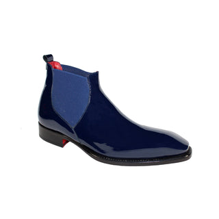 Emilio Franco Leonardo Men's Shoes Navy Patent Leather Boots (EF1068)-AmbrogioShoes