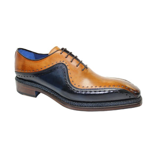 Emilio Franco Leopoldo Men's Shoes Navy/Cognac Calf-Skin Leather Oxfords (EF1071)-AmbrogioShoes