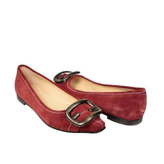 Fendi Designer Shoes for Women Flat Burgundy Suede shoes 8X2825 (FFW06)-AmbrogioShoes