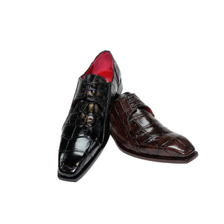 Fennix Logan Men's Shoes Black Alligator Exotic Oxfords (FX1035)-AmbrogioShoes
