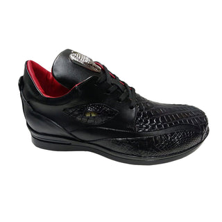 Fennix Mason Men's Shoes Black Alligator/Calf Leather Exotic Sneakers (FX1040)-AmbrogioShoes