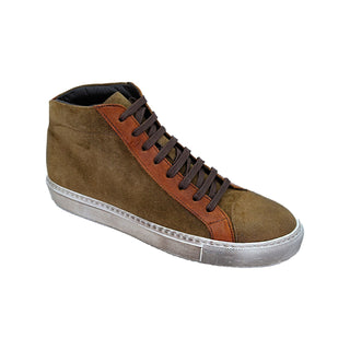 Giovacchini Ruben Men's Shoes Antique Cognac Suede / Calf-Skin Leather High-Top Sneakers (GVCN1002)-AmbrogioShoes