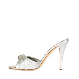 Giuseppe Zanotti Women's Designer Shoes Silver Calf-Skin Leather Sandals (Z100)-AmbrogioShoes