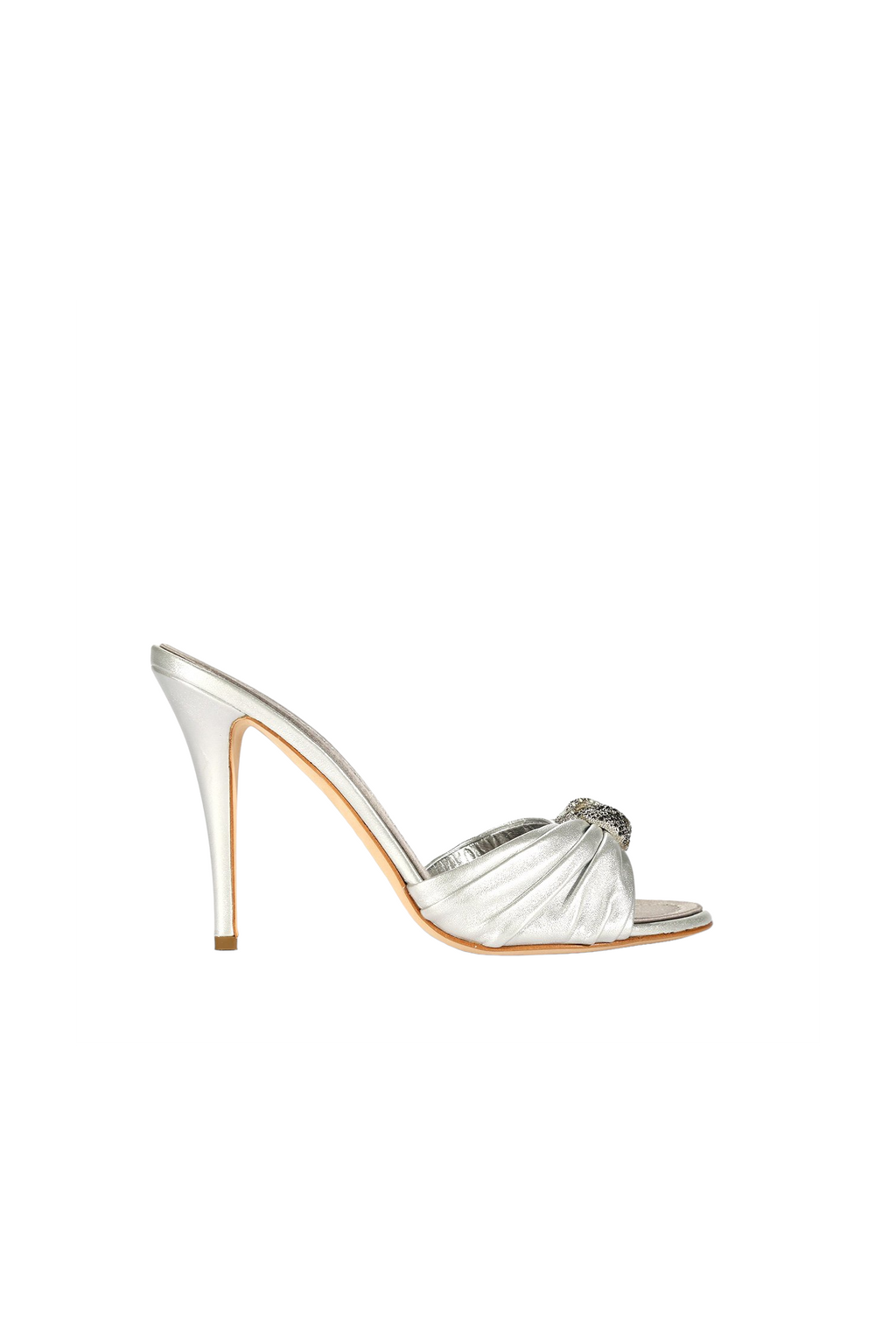 Giuseppe Zanotti Silver Leather Sandals - Z100 Heels – Dellamoda