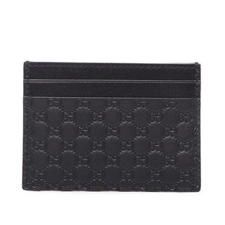 Gucci 262887 525040 Men's Black Micro Guccissia Embossed Leather Credit Cards Holder (GGMW2024)-AmbrogioShoes