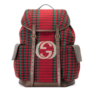 Gucci 625939 2J9AT 8274 Unisex's Multi-Color Houndstooth Fabric / Calf-Skin Leather Backpack (GG2074)-AmbrogioShoes