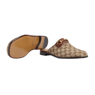 Gucci 719749 FAA0U 9768 Men's Shoes Beige & Ebony Fabric / Calf-Skin Leather GG Jarkata Sandals (GGM1744)-AmbrogioShoes