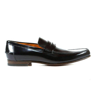 Gucci Mens Shoes Black Leather Loafers with Logo Style 181797 (GGM1507)-AmbrogioShoes