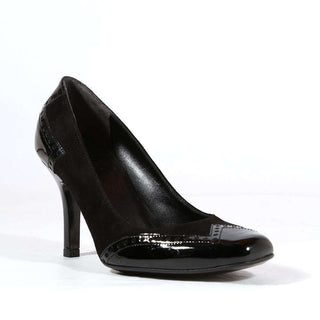 Gucci Womens Shoes "Eva" Suede and Patent Leather Black Pumps (KGGW1531)-AmbrogioShoes