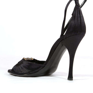 Gucci Womens Shoes Black Satin Evening Sandals (KGGW1512)-AmbrogioShoes