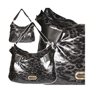 Just Cavalli Bag Black Coated Canvas Double Handled shopper Animal Print (JC166)-AmbrogioShoes