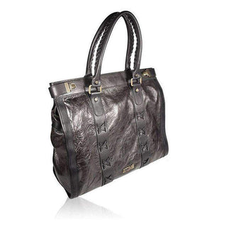Just Cavalli Handbag Black Leather Tote Bag Shopper (JC180)-AmbrogioShoes