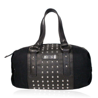 Just Cavalli Handbag Med Satchel Canvas & Leather Black (JC172)-AmbrogioShoes