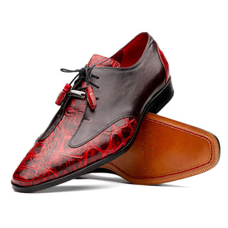 Marco Di Milano ANZIO Exotic Alligator & Calfskin Leather Burgundy & Black Oxfords (MDM1034)-AmbrogioShoes