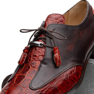 Marco Di Milano ANZIO Exotic Alligator & Calfskin Leather Cognac Oxfords (MDM1038)-AmbrogioShoes
