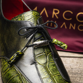 Marco Di Milano ANZIO Exotic Alligator & Calfskin Leather Green Oxfords (MDM1036)-AmbrogioShoes