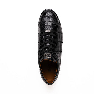 Marco Di Milano Bari Men's Shoes Black Genuine Patchwork Lizard Skin Fashion Sneakers (MDM1144)-AmbrogioShoes