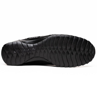 Marco Di Milano Bari Men's Shoes Black Genuine Patchwork Lizard Skin Fashion Sneakers (MDM1144)-AmbrogioShoes